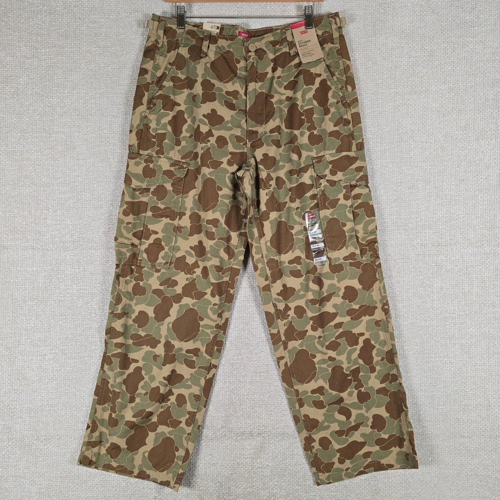 Levis XX Cargo Baggy Pants Mens 33x30 Duck Camo Green Brown 003KQ0004 NWT